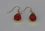 NGE245 10*12mm teardrop druzy agate gemstone earrings wholesale