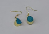 NGE246 10*12mm teardrop druzy agate gemstone earrings wholesale