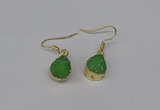 NGE247 10*12mm teardrop druzy agate gemstone earrings wholesale