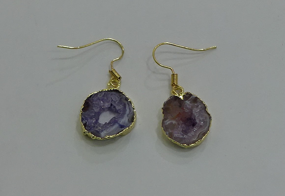 NGE259 13*18mm - 15*20mm freeform druzy agate earrings