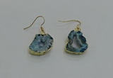 NGE261 13*18mm - 15*20mm freeform druzy agate earrings