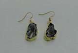 NGE263 13*18mm - 15*20mm freeform druzy agate earrings