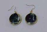 NGE275 25mm flat round agate gemstone earrings wholeasle