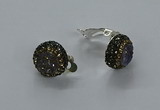 NGE286 15mm - 16mm coin plated druzy agate earrings wholeasle