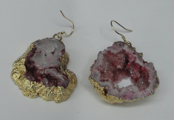 NGE30 30*35mm - 35*40mm freeform plated druzy agate earrings