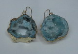 NGE31 30*35mm - 35*40mm freeform plated druzy agate earrings