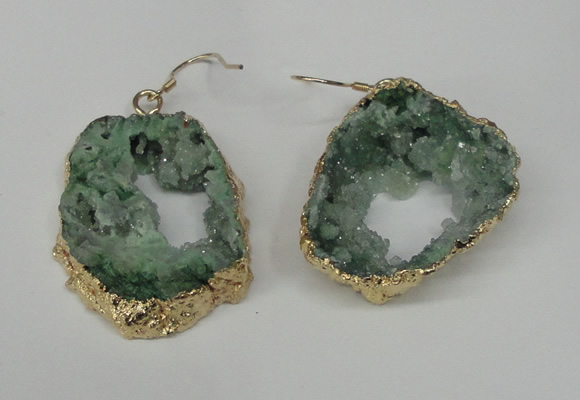 NGE32 30*35mm - 35*40mm freeform plated druzy agate earrings