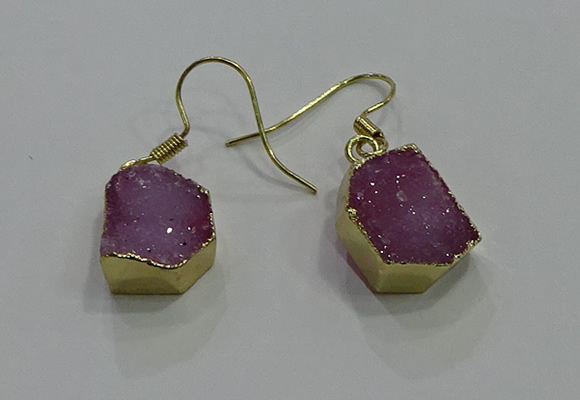 NGE323 10*14mm - 12*16mm freeform druzy agate gemstone earrings