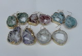 NGE33 30*35mm - 35*40mm freeform plated druzy agate earrings