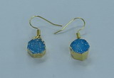 NGE334 9mm - 11mm freeform druzy agate earrings wholesale