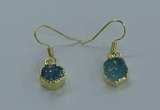 NGE335 9mm - 11mm freeform druzy agate earrings wholesale