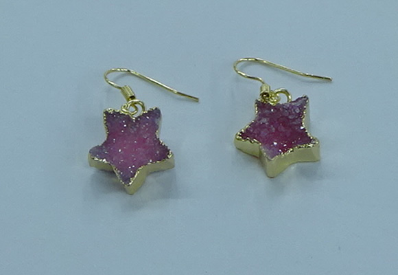 NGE348 14mm - 16mm star druzy agate earrings wholesale