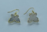 NGE353 10*14mm - 12*16mm butterfly druzy agate earrings wholesale