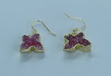 NGE356 10*14mm - 12*16mm butterfly druzy agate earrings wholesale