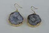 NGE36 20*25mm - 25*30mm freeform plated druzy agate earrings