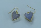 NGE370 13*13mm - 14*14mm heart druzy agate earrings wholesale