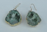 NGE38 20*25mm - 25*30mm freeform plated druzy agate earrings