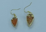 NGE381 9*18mm - 10*20mm arrowhead druzy agate earrings wholesale