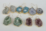 NGE39 20*25mm - 25*30mm freeform plated druzy agate earrings