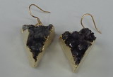 NGE41 18*22mm - 20*25mm triangle druzy amethyst earrings