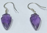 NGE422 9*15mm arrowhead-shaped amethyst earrings wholesale