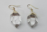 NGE43 12*20mm - 15*25mm faceted nuggets white crystal earrings