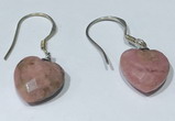 NGE430 10*10mm heart-shaped rhodonite earrings wholesale