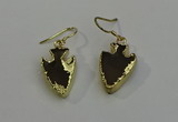 NGE5000 16*20mm - 18*25mm arrowhead smoky quartz earrings