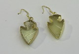 NGE5001 16*20mm - 18*25mm arrowhead lemon quartz earrings