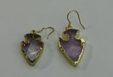 NGE5002 16*20mm - 18*25mm arrowhead amethyst earrings