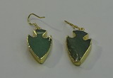 NGE5003 16*20mm - 18*25mm arrowhead green aventurine earrings