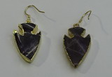 NGE5004 18*25mm - 20*30mm arrowhead amethyst earrings