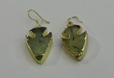 NGE5006 18*25mm - 20*30mm arrowhead green rutilated quartz earrings