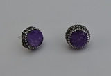 NGE5016 12mm freeform druzy agate gemstone earrings wholesale