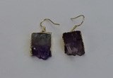 NGE5025 15*16mm - 15*20mm freeform druzy amethyst earrings