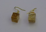 NGE5083 10*15mm cube citrine gemstone earrings wholesale