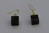 NGE5088 10*15mm cube smoky quartz gemstone earrings wholesale