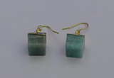 NGE5092 10*15mm cube amazonite gemstone earrings wholesale