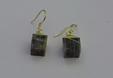 NGE5096 10*15mm cube labradorite gemstone earrings wholesale