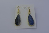 NGE5104 12*25mm flat teardrop blue kyanite earrings wholesale