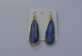 NGE5105 13*40mm flat teardrop blue kyanite earrings wholesale