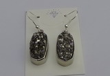 NGE5121 10*22mm - 12*25mm freeform plated druzy quartz earrings