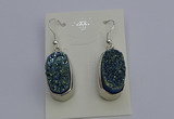 NGE5123 10*22mm - 12*25mm freeform plated druzy quartz earrings