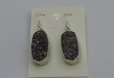 NGE5124 10*22mm - 12*25mm freeform plated druzy quartz earrings