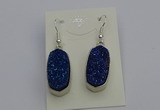 NGE5125 10*22mm - 12*25mm freeform plated druzy quartz earrings