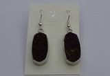 NGE5126 10*22mm - 12*25mm freeform plated druzy quartz earrings