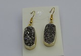 NGE5131 10*22mm - 12*25mm freeform plated druzy quartz earrings