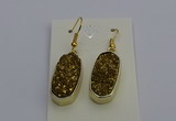 NGE5132 10*22mm - 12*25mm freeform plated druzy quartz earrings