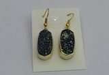 NGE5133 10*22mm - 12*25mm freeform plated druzy quartz earrings