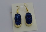 NGE5135 10*22mm - 12*25mm freeform plated druzy quartz earrings